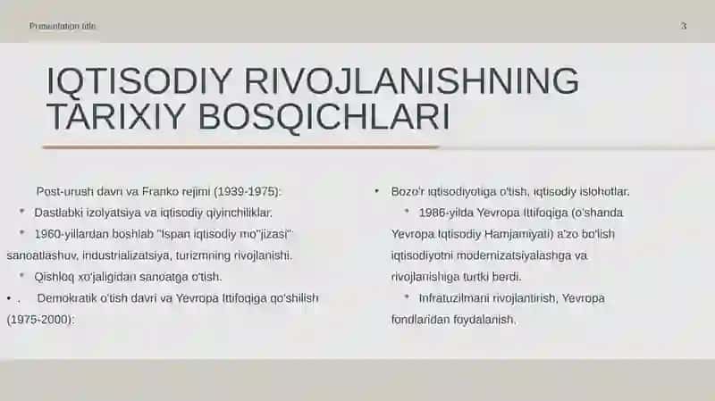 Ispaniya va uning iqtisodiy rivojlanishi 3