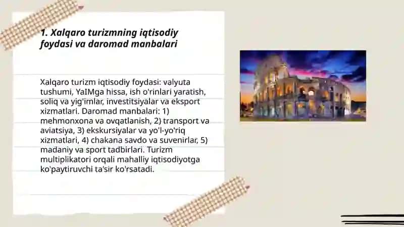 Xalqaro turistik faoliyatning ijobiy va salbiy jihatlari 3