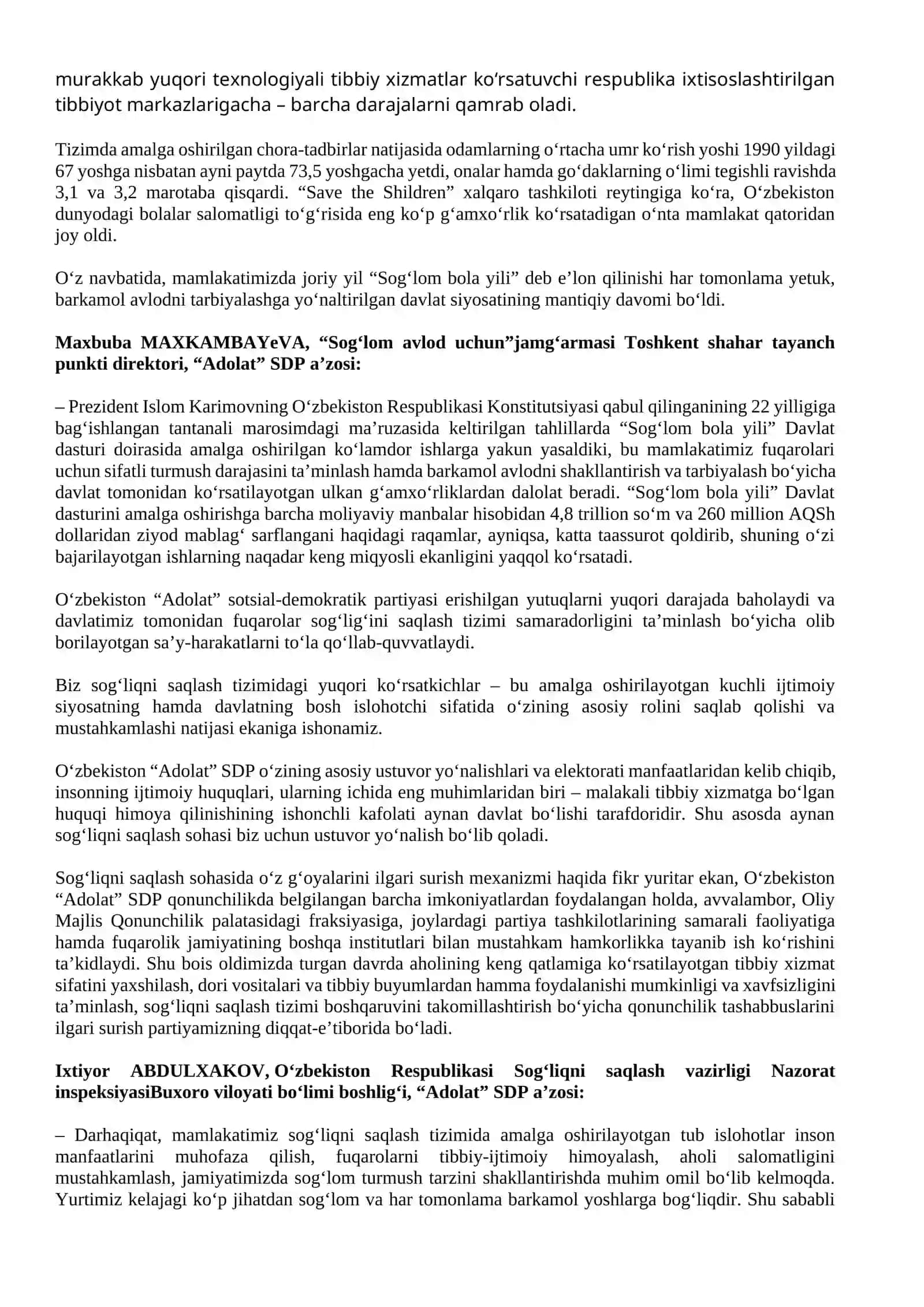 Tibbiyot sohasidagi islohotlar 3