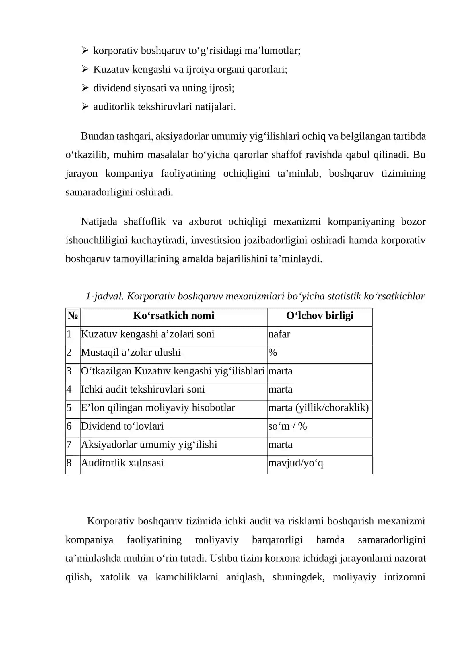 Korporativ boshqaruv tamoyillarini tatbiq qilish mexanizmlari 3
