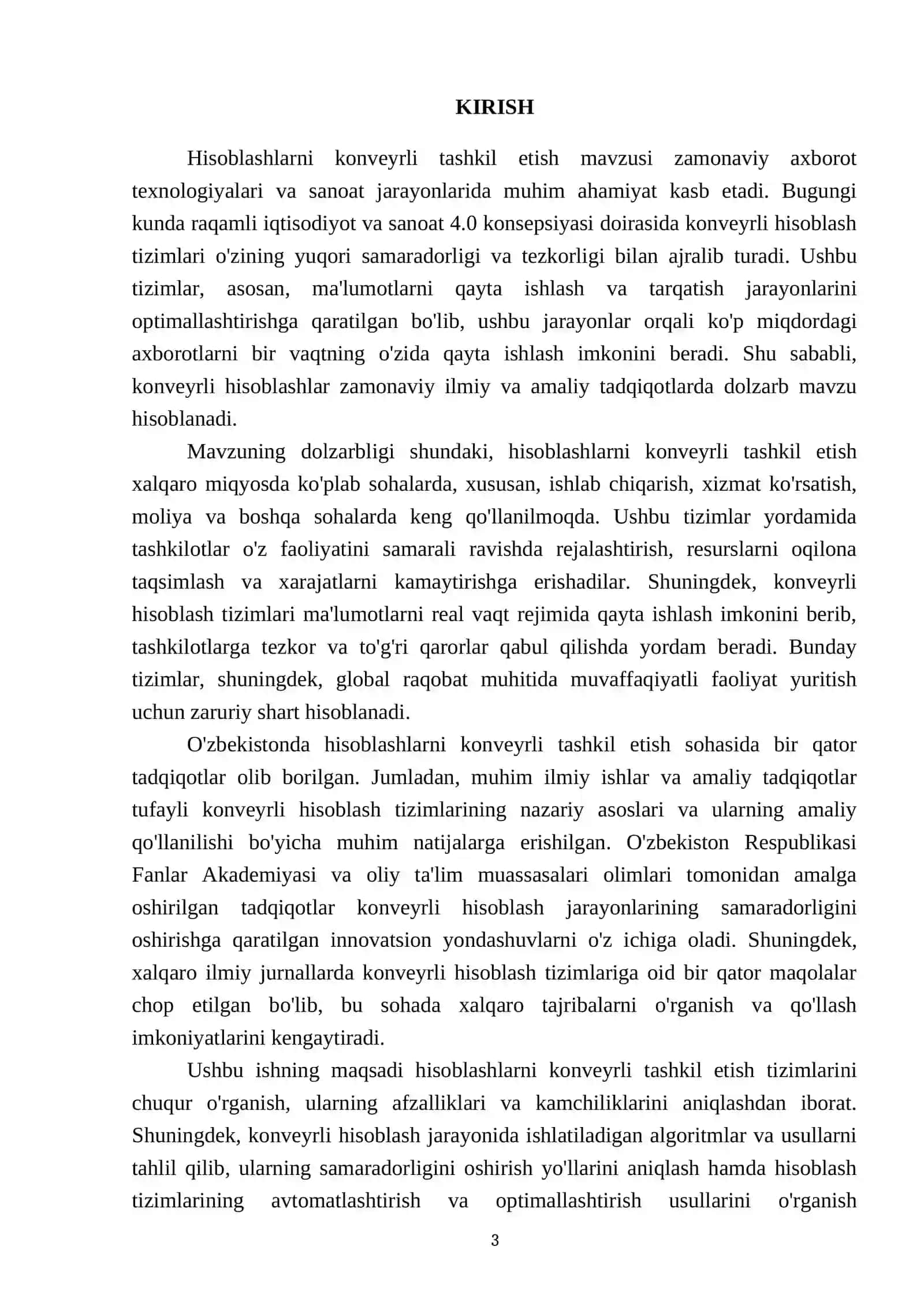 Hisoblashlarni konveyrli Tashkilashtrish 3