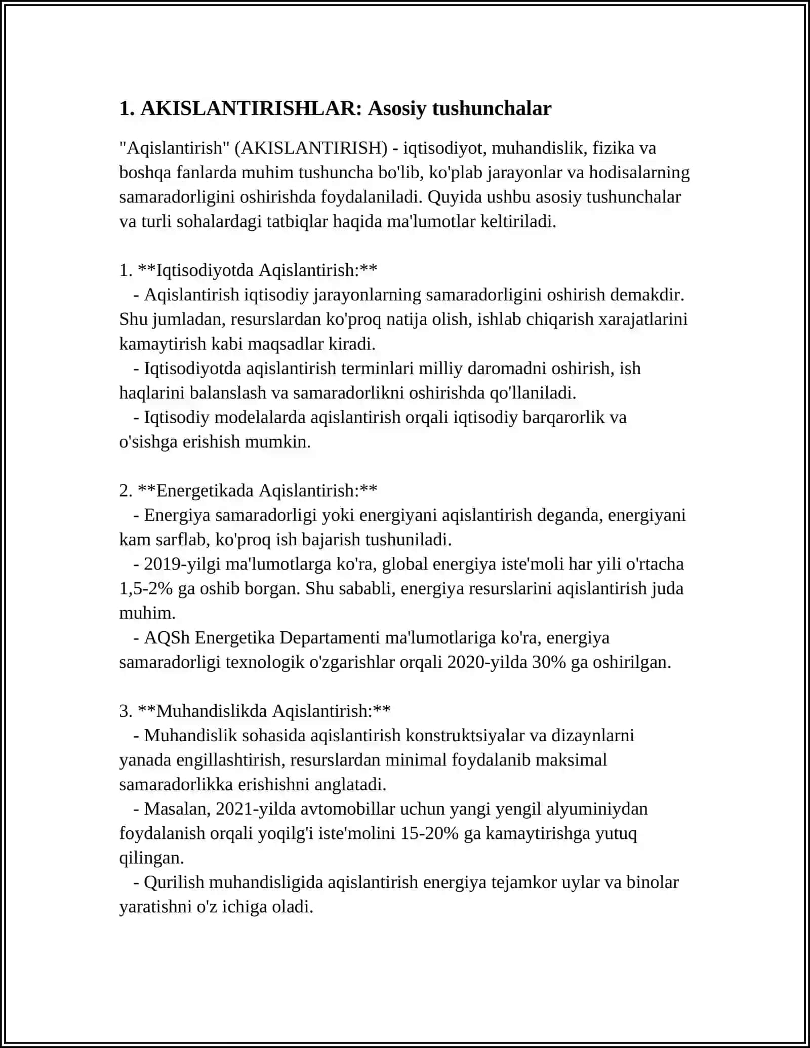 MUSTAQIL ISH Mavzu: AKISLANTIRISHLAR 3