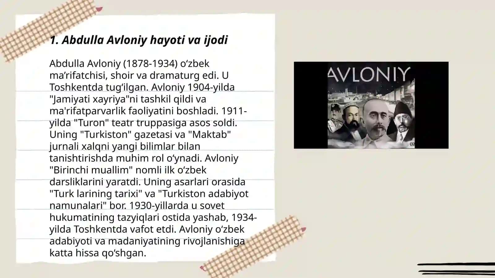 Oʻzbek adabiyotida Abdulla Avloniyning maʼrifatparvarlik ijodi 3