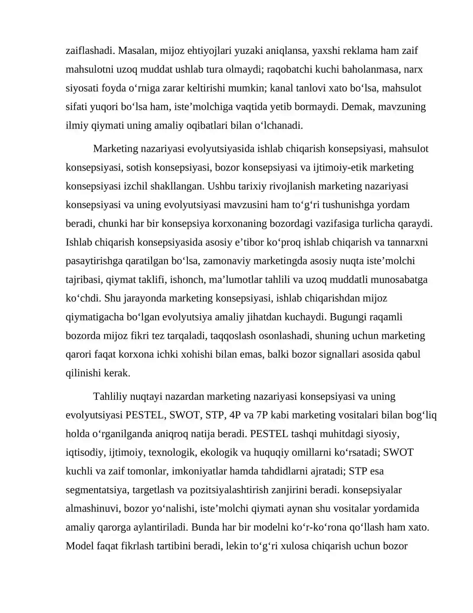 Marketing nazariyasi konsepsiyasi va uning evolyutsiyasi 3