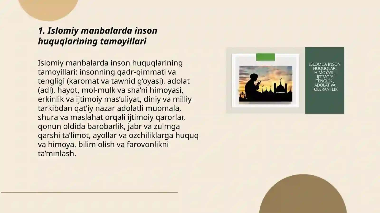 Islomda inson huquqlari himoyasi, ijtimoiy tenglik, adolat va tolerantlik 3