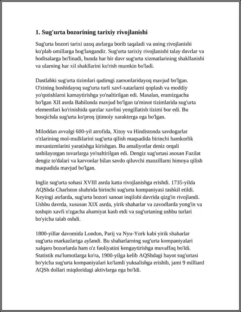 DUNYO SUGʻURTA BOZORNING RIVOJLANISHI ANʼANALARI VA ISTIQBOLI 3