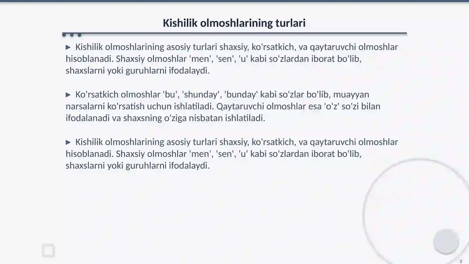 Matndan kishilik olmoshlarini aniqlash 3