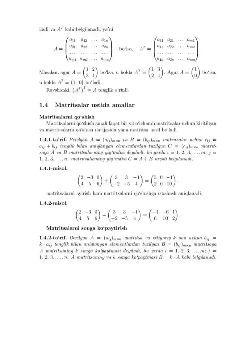 Ma’ruza. Matritsalar va uning turlari 3