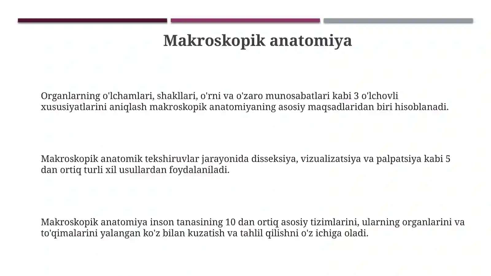 Anatomiya bo'yicha morfologik organish 3