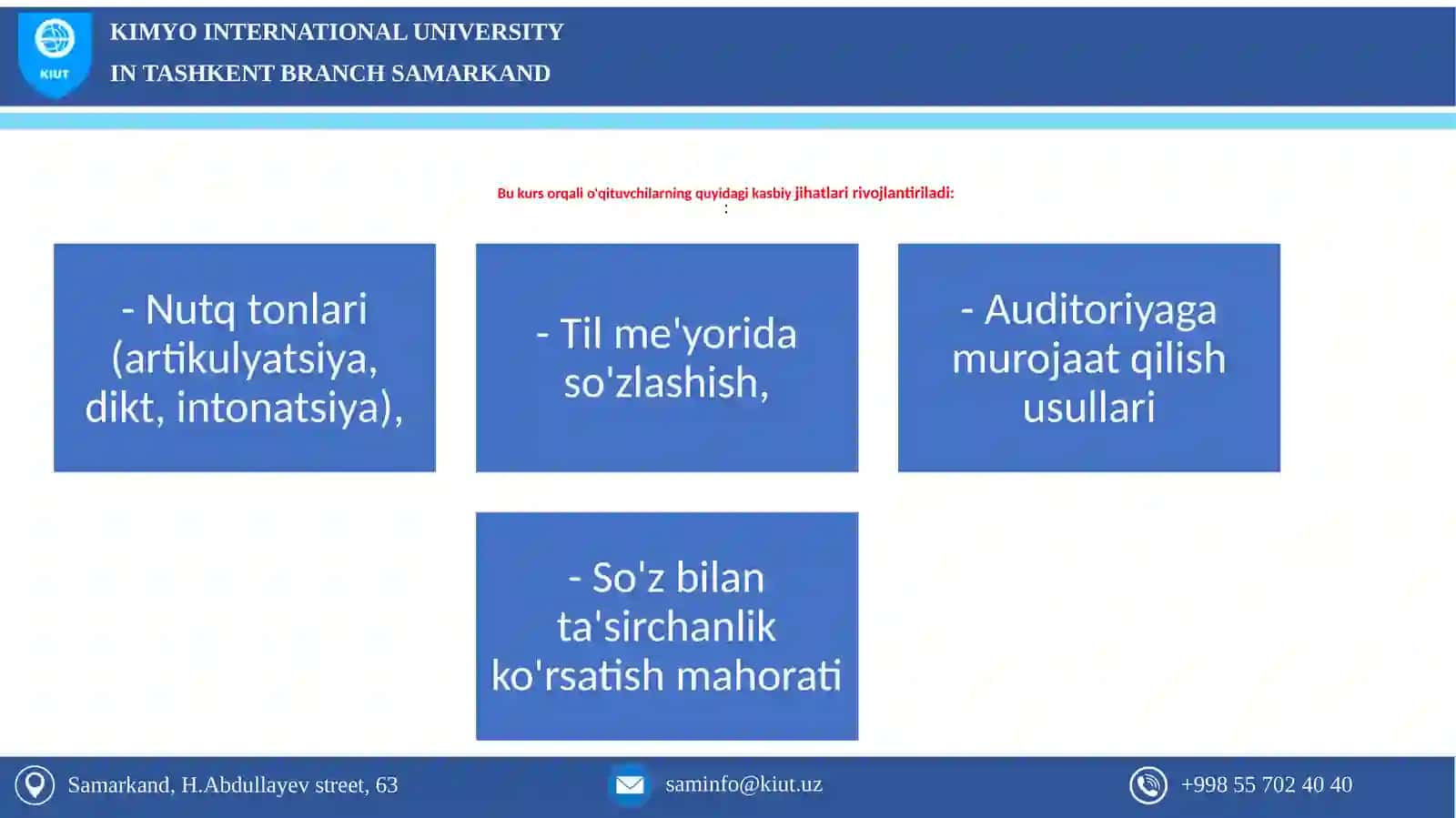 O'qituvchi Nutqi Madaniyati Kursi 3