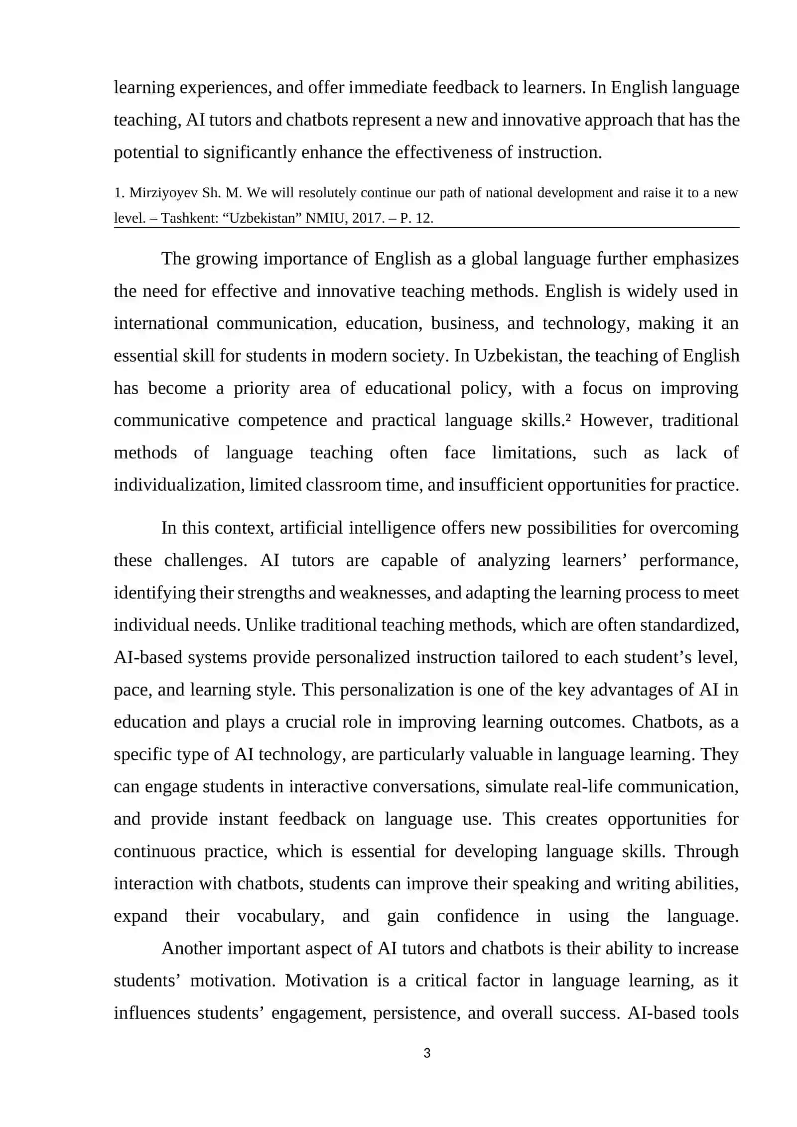 Artificial intelligence (AI) tutors and chatbots: personalizing English instruction to boost motivation and ACHIEVEMENT 3