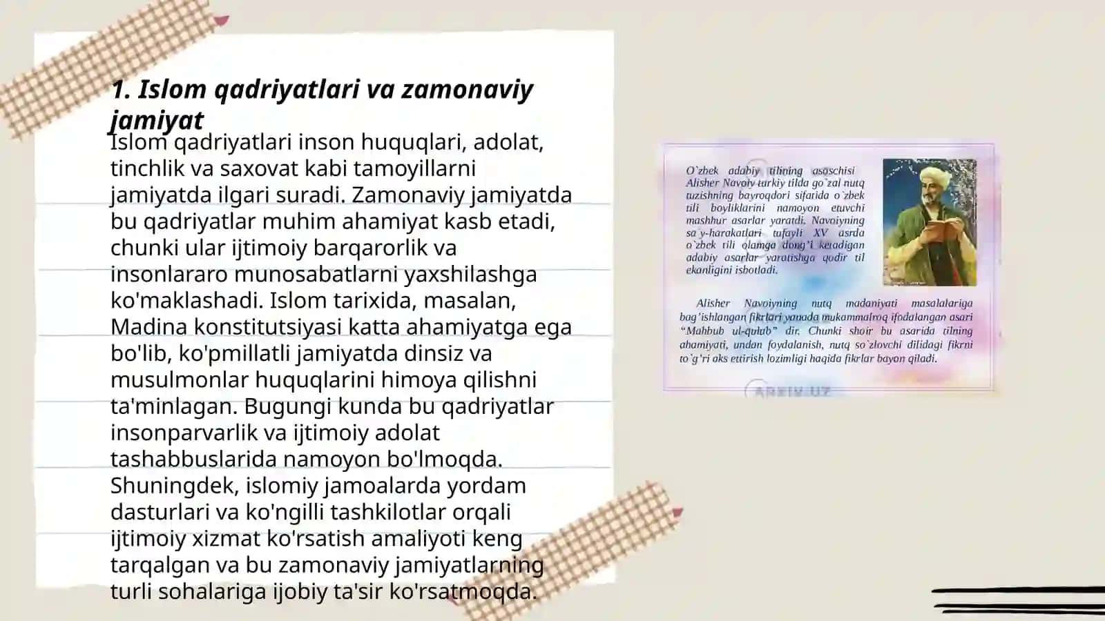 Islom qadriyatlari va ma'rifatlarining hozirgi davrdagi ahamiyatlari 3