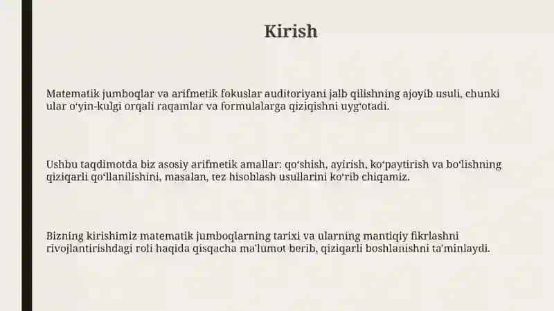 Matematik topishmoqlar va arifmetik fokuslar 3
