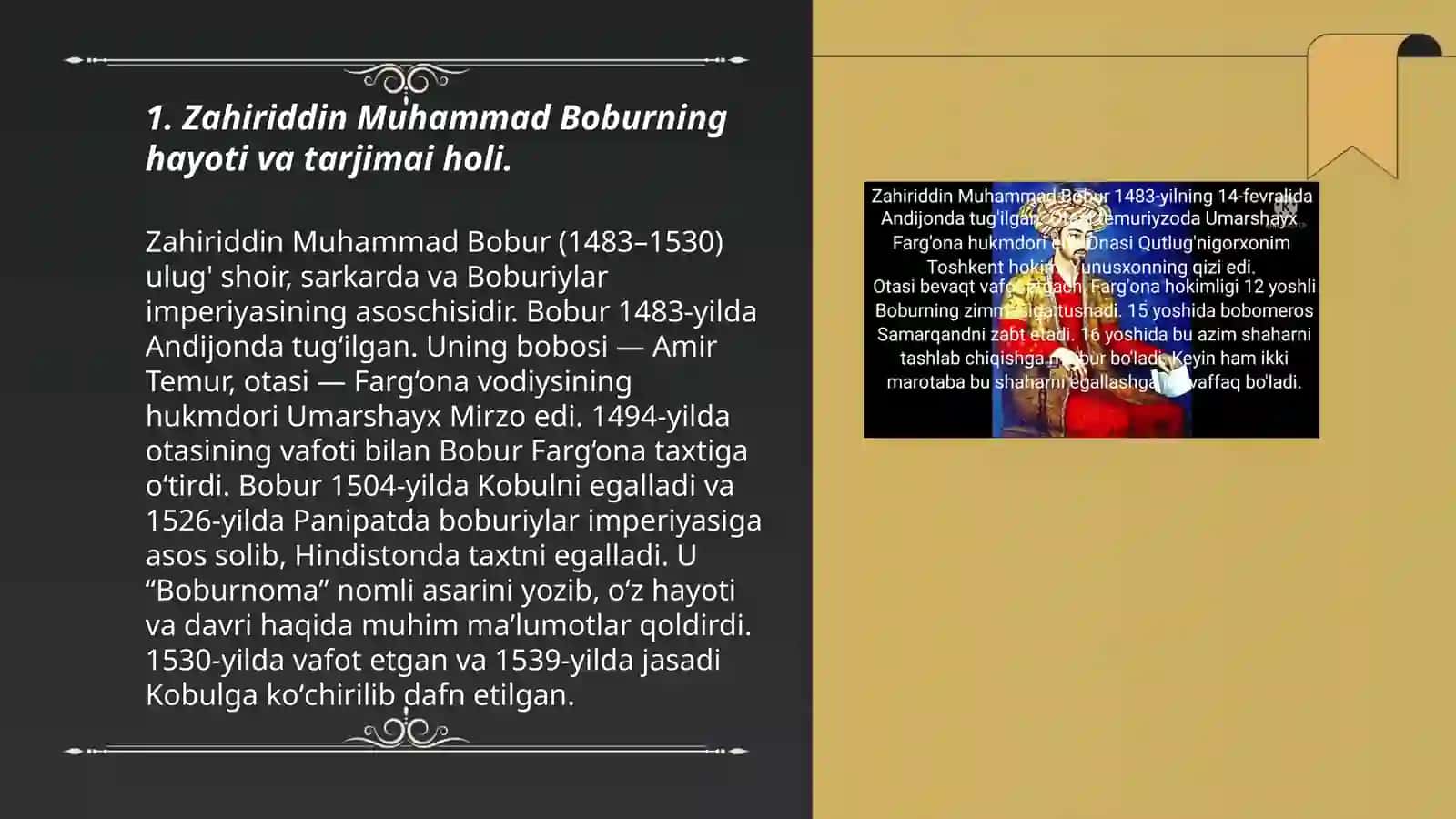 Zahiriddin Muxammad Boburning tarixda qoldirgan izlari 3