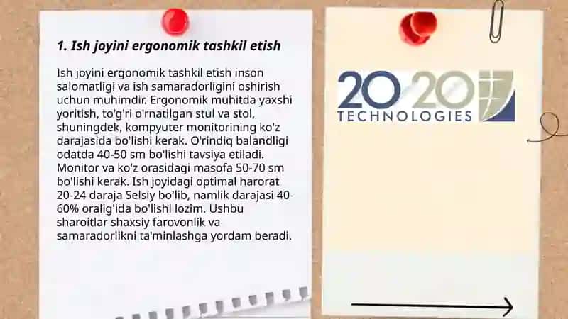 Ish joyini ergonomik tashkil etish 3