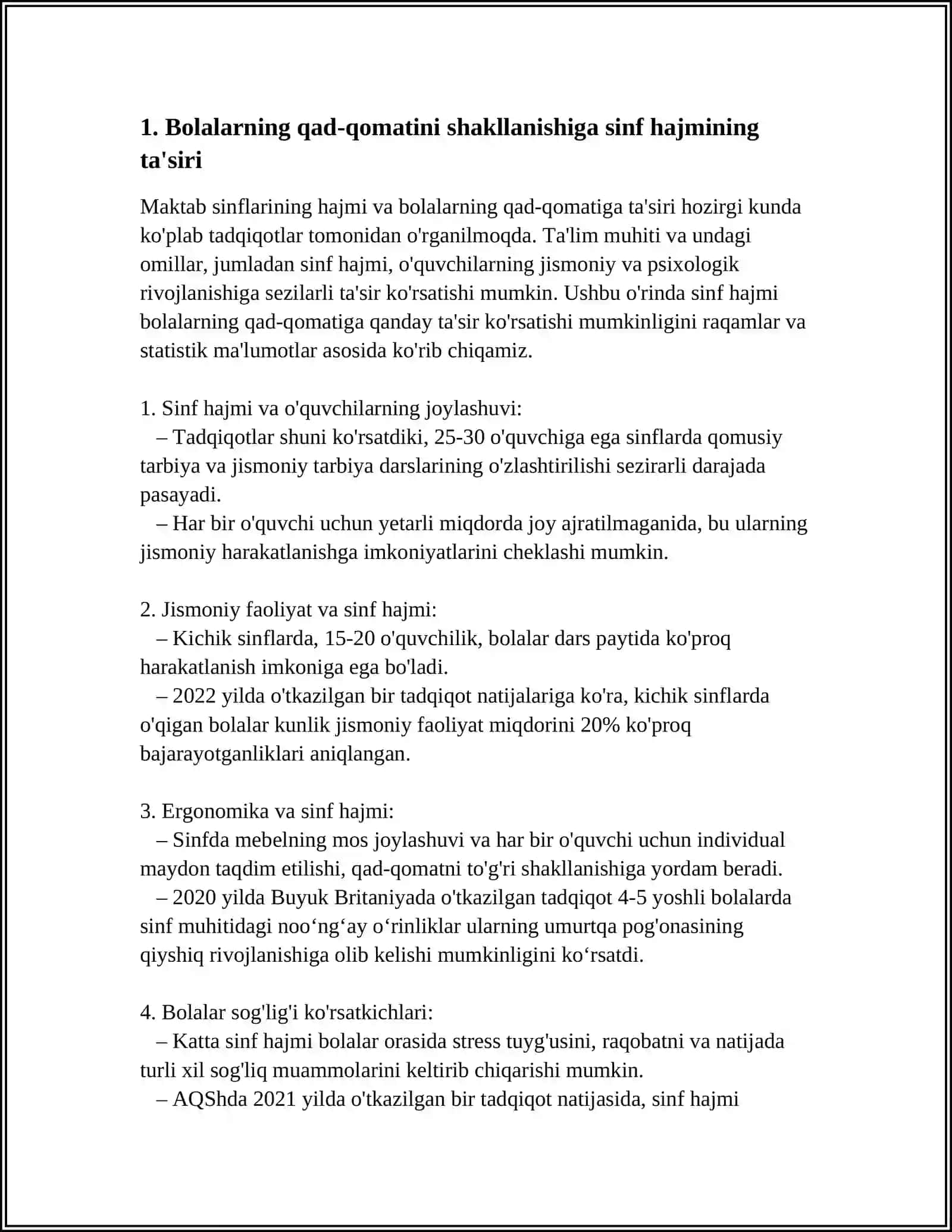 Bolalarning Qad- Qomatini Shakllanishiga Sinf Va Sinf Jihozlarining Ta'sirini O'rganish 3