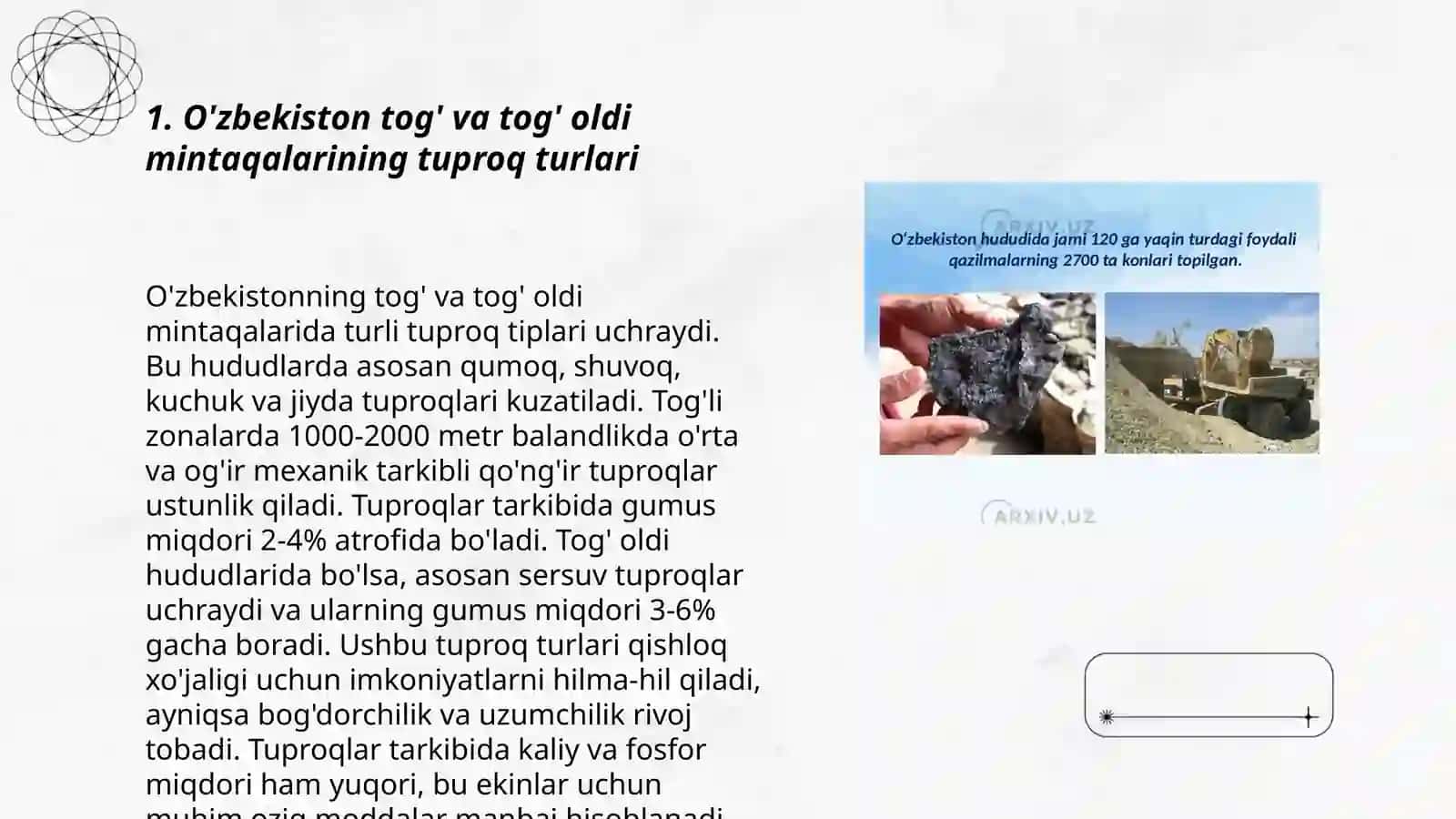 O'zbekistonning tog' va tog' oldi mintaqasi tuproqlari geografiyasi va uni muhofaza qilish 3