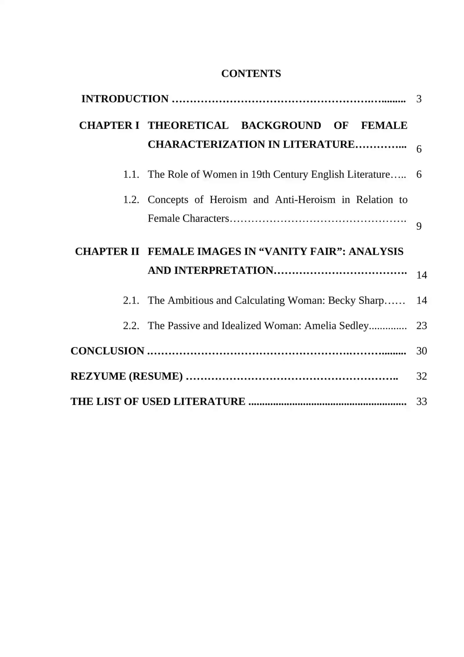 "Female images in novel of William Thackeray “Vanity Fair: A Novel without a Hero”" 3