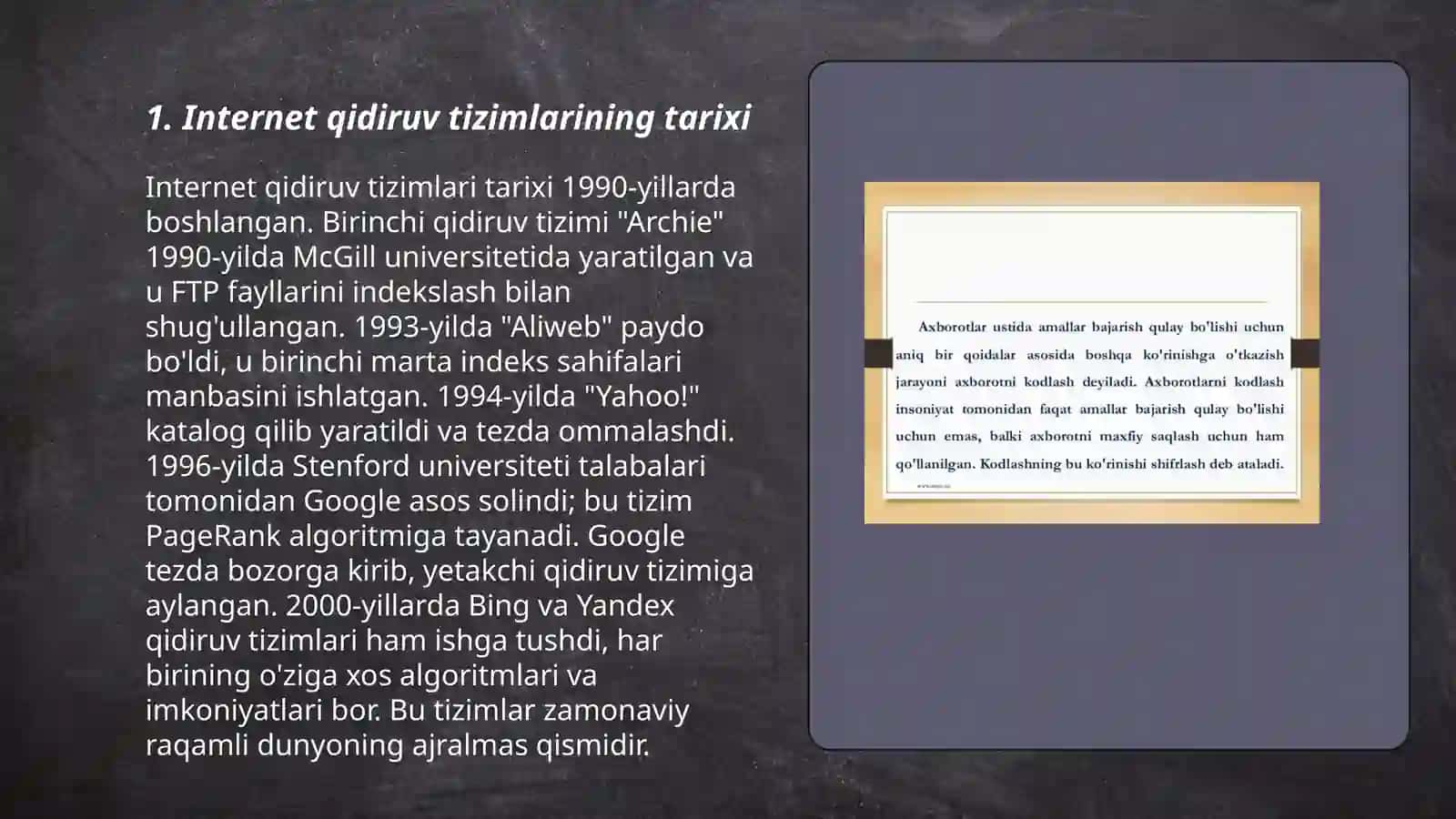Internet qidiruv tizimida axborotlar qidirish va tanlangan axborotlarni olish 3