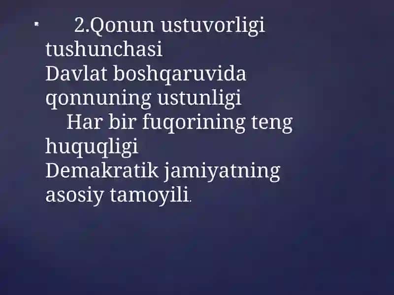 O’zbekistonda qonunustuvorligini ta’minlashning demakratik asoslari. Korupsiya va unga qarshi kurashishning mazmun mohiyati 3