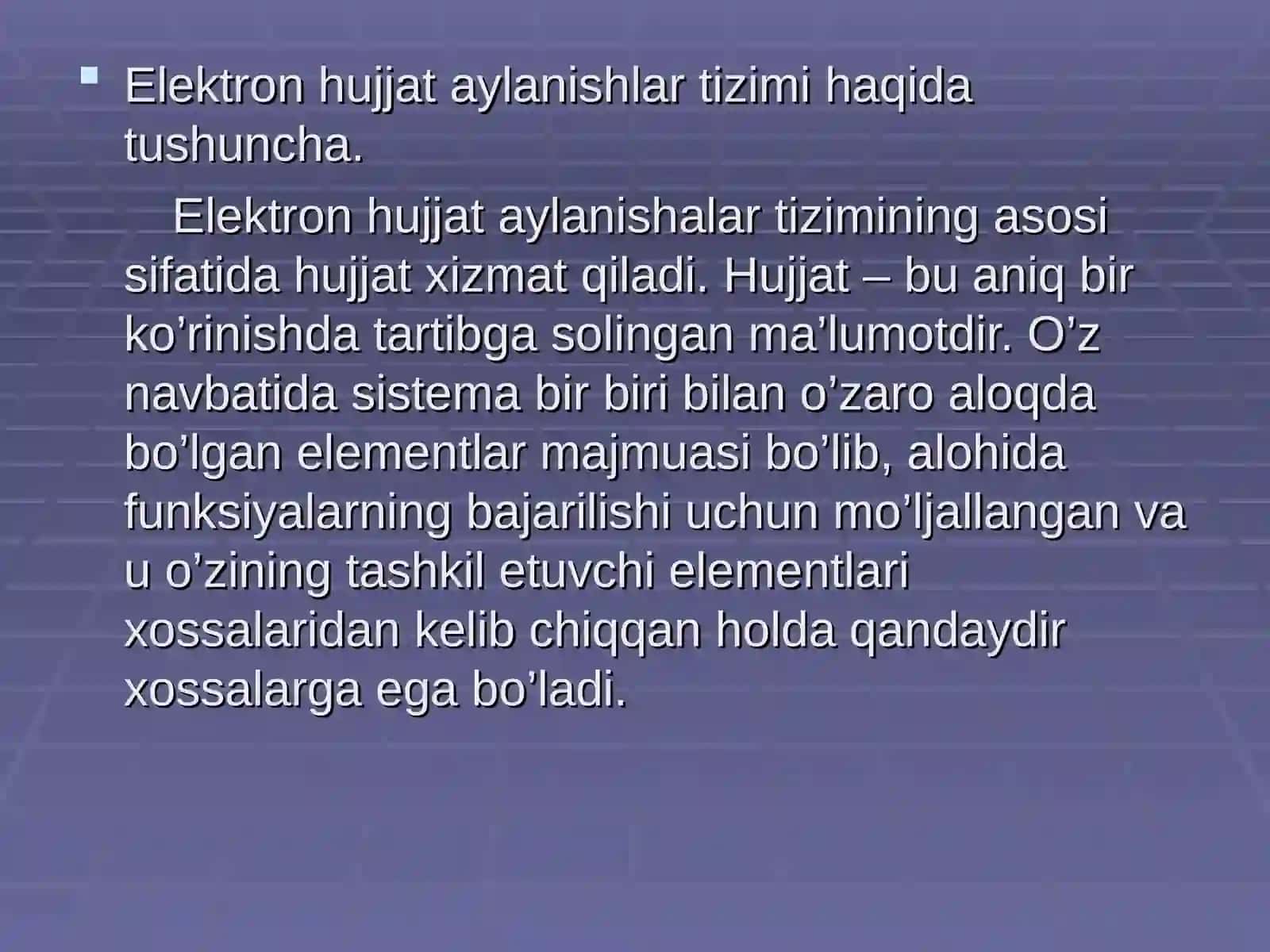 Elektron hujjat aylanishlar tizimini yaratilish texnologiyasi 3