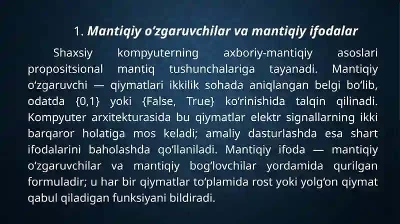 SHAXSIY KOMPYUTERNING AKBORIY-MANTIQIY ASOSLARI 3