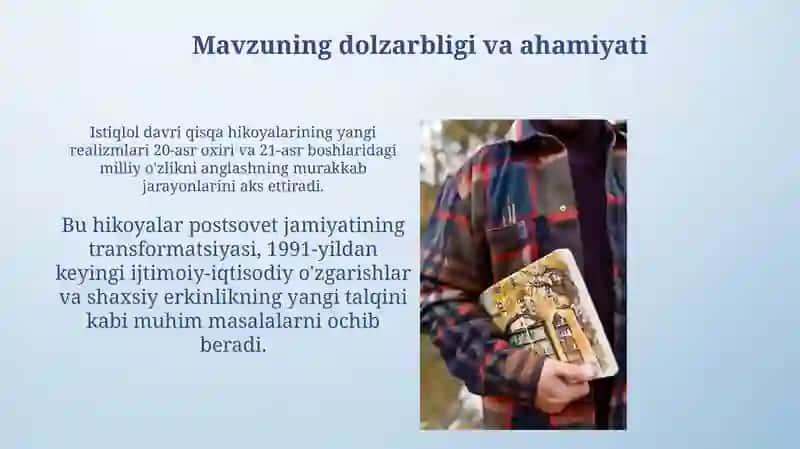 Istiqlol davri qisqa hikoyalarining tematikasi va janrlari 3