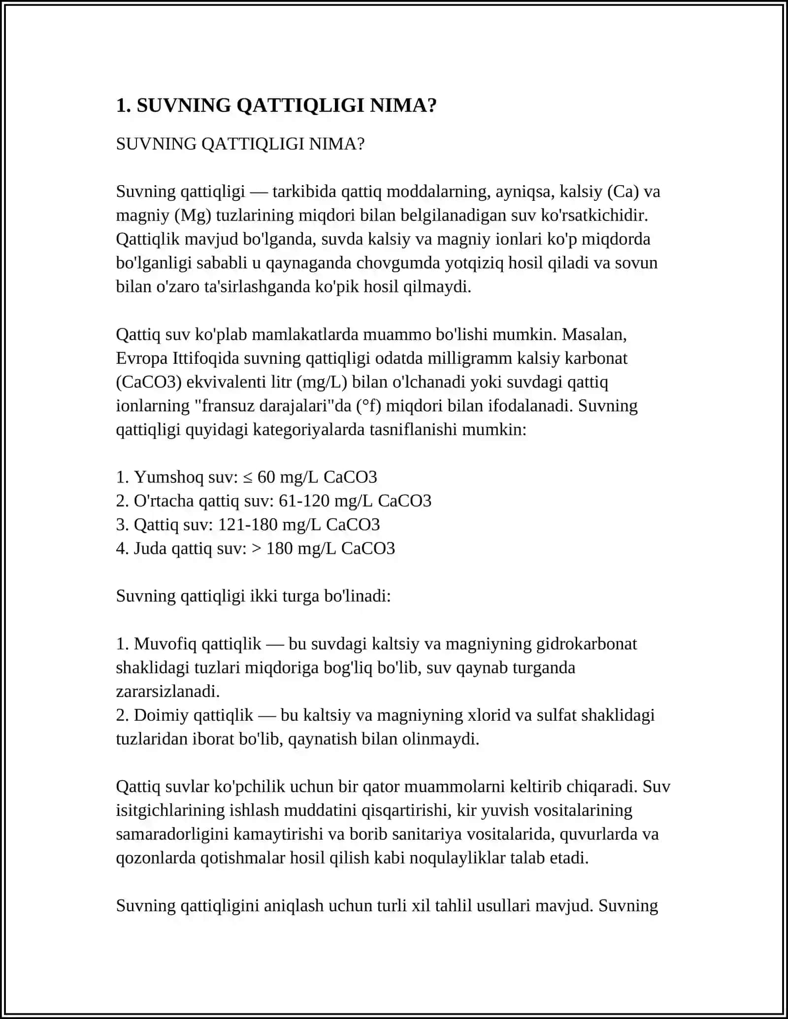 SUVNING QATTIQLIGINI ANIQLASH 3
