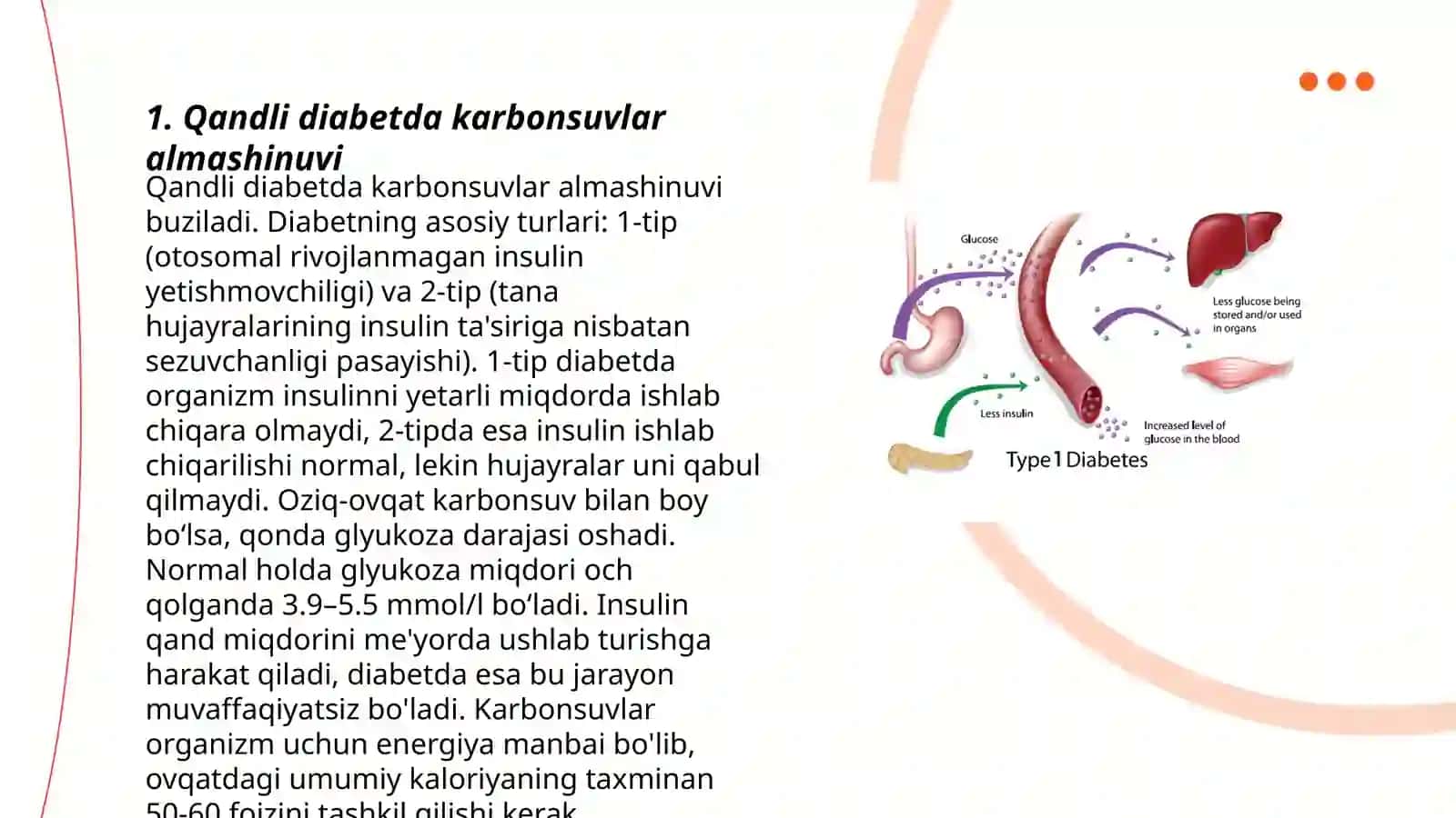 Qandli diabet va ochlikda karbonsuvlar,yog’lar va oqsillar almashinuvining buzilishlari 3