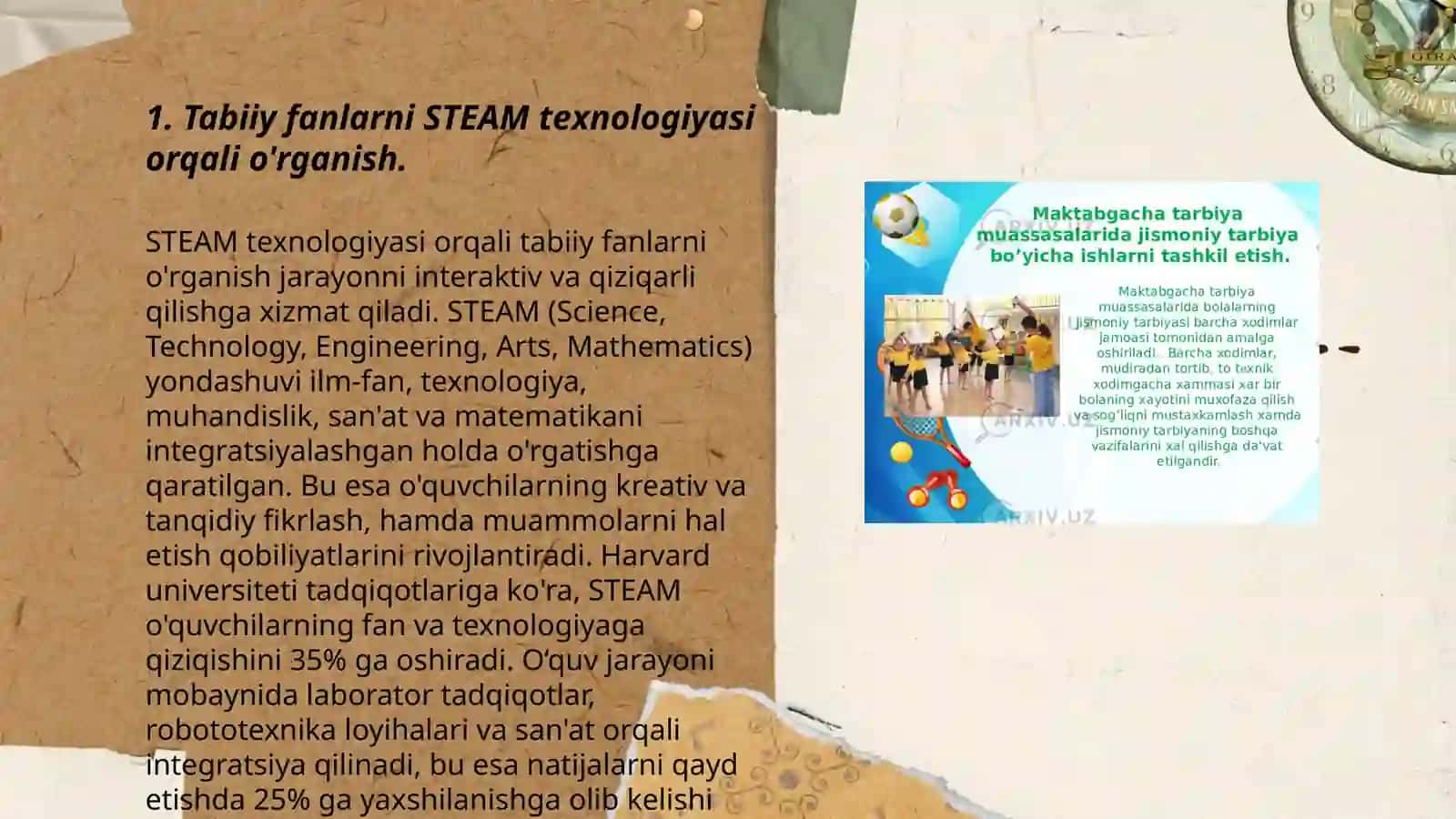 Maktabgacha ta'limda tabiiy va badiiy-estetik tarbiyaning integratsiyasida STEAM ta'lim texnologiyasini qo'llash 3
