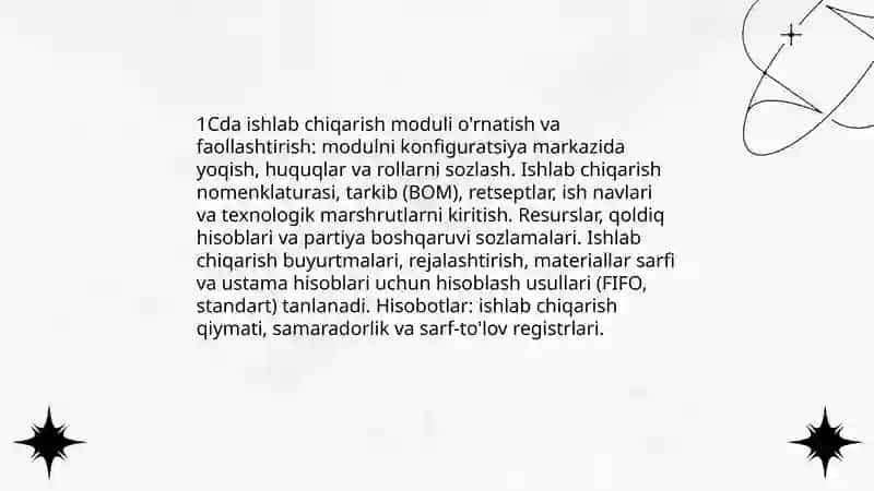 1C buxgalteriya dasturida ishlab chiqarish hisobini yuritish 3