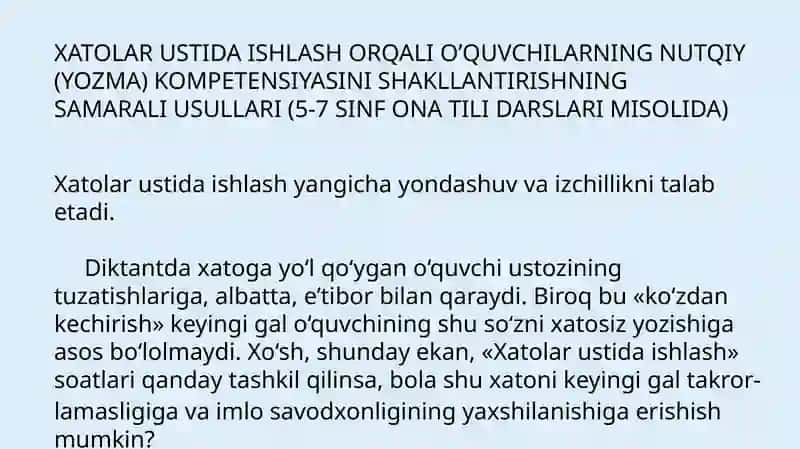 Ona tilida yozma ishlarni bartaraf etish metodikasi 3