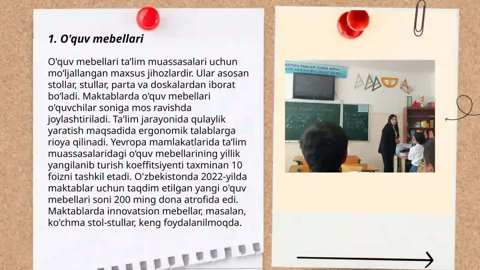 Sinf xonalarining jihozlanishi 3