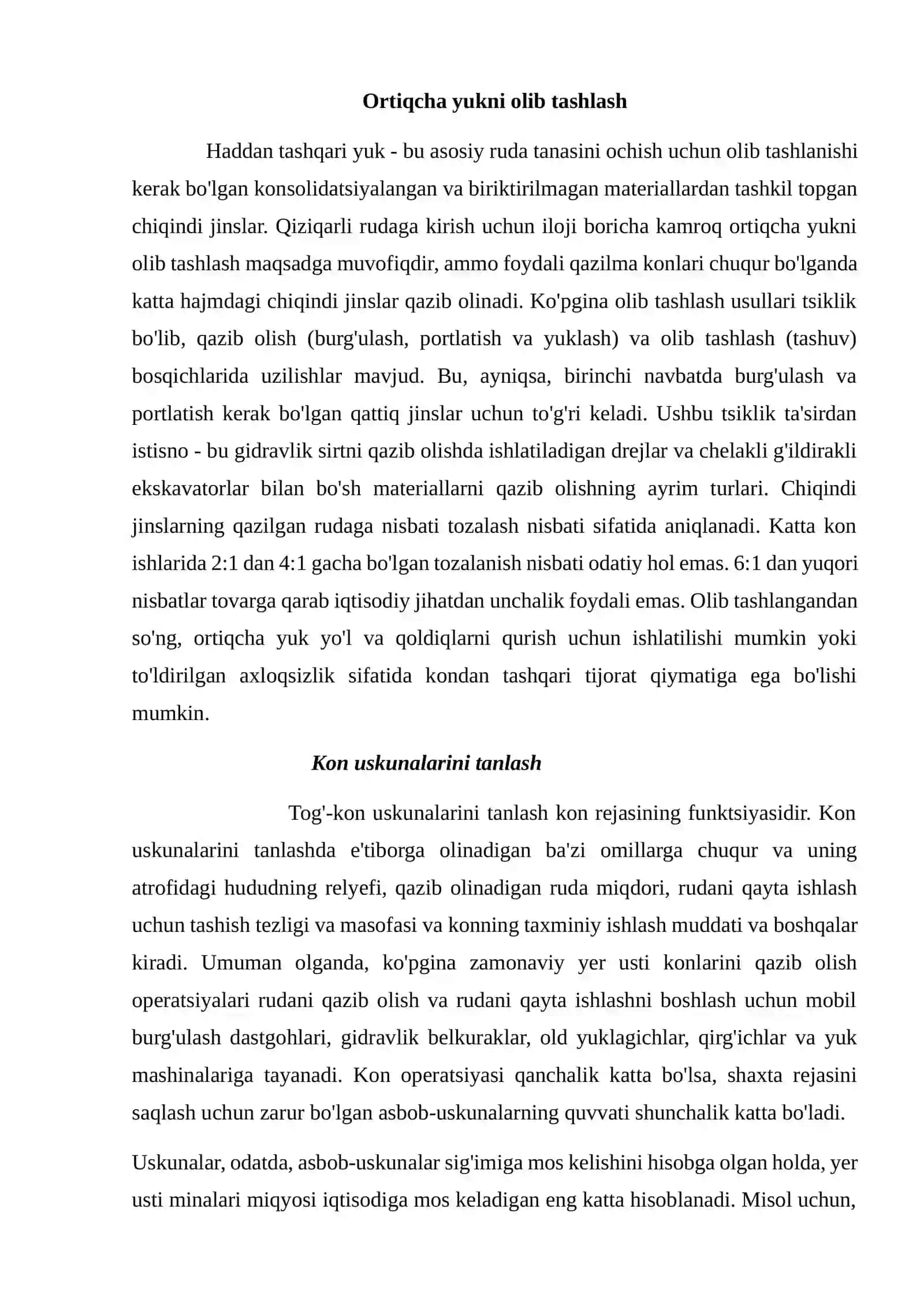 Foydali qazilma konlarini yer osti usulida qazib olishning o’ziga xos xususiyatlari 3