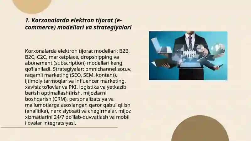 Korxonalarda elektron tijorat (e-commerce) modellari va strategiyalari 3