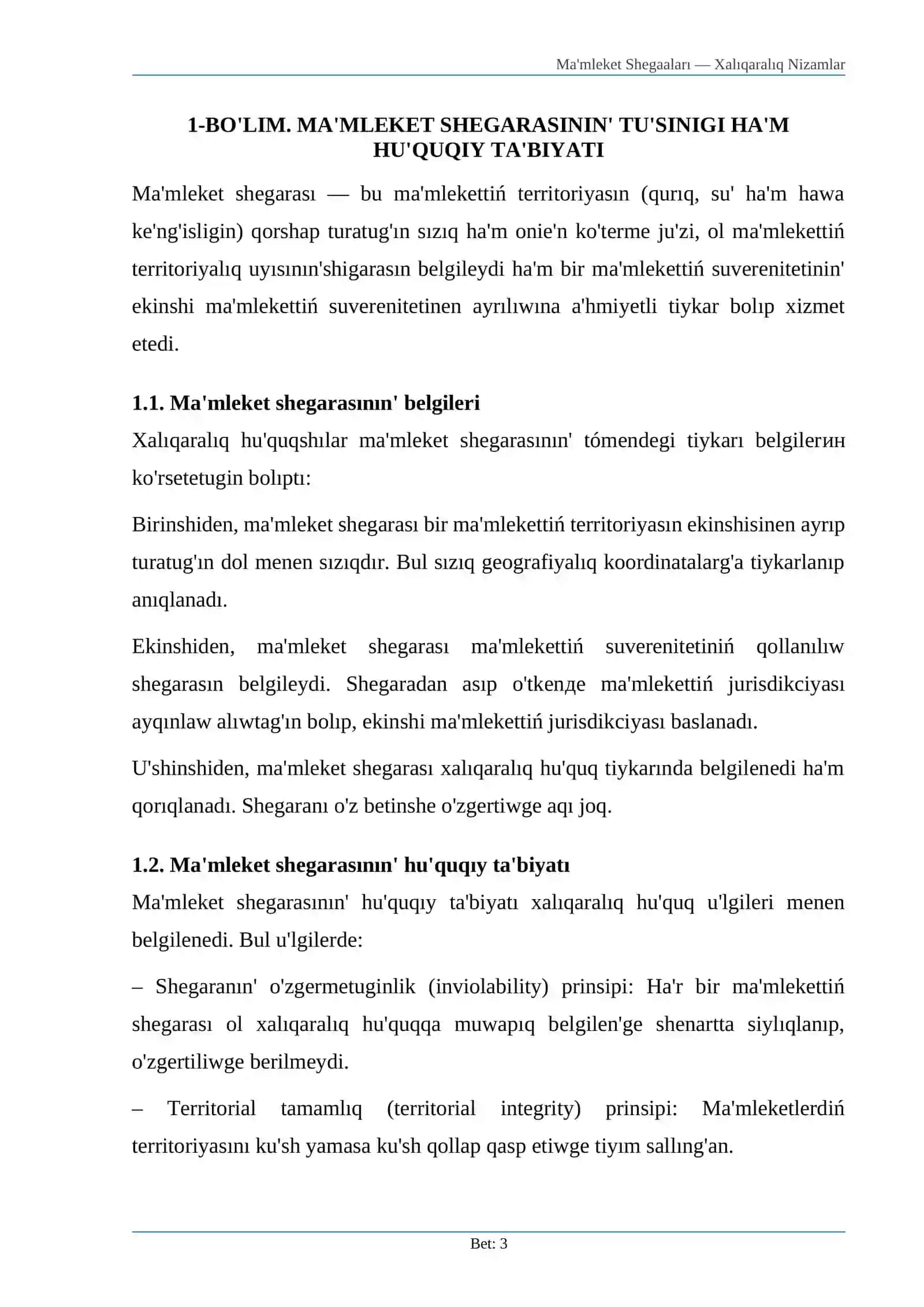 Ma'mleket Shegaaları — Xalıqaralıq Nizamlar 3
