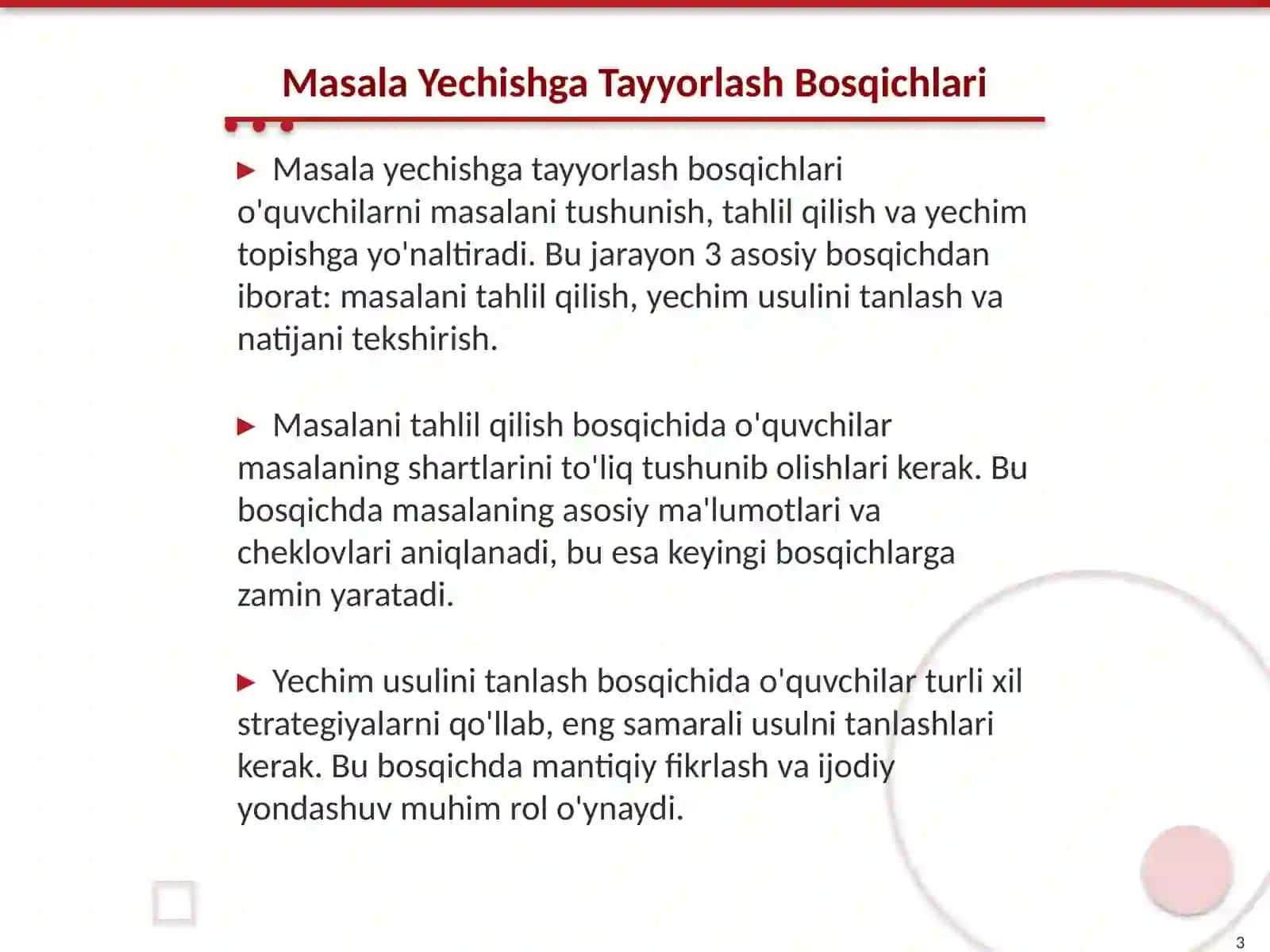 Masala Yechishga Oʻrgatish 3