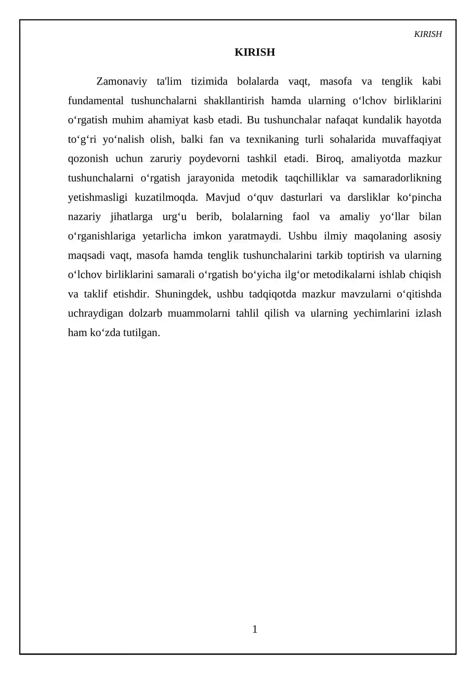 Vaqt, masofa, tenglik haqida tasavvurlarni tarkib toptirish va ularning o‘lchov birliklarini o‘rgatish metodikasi 3