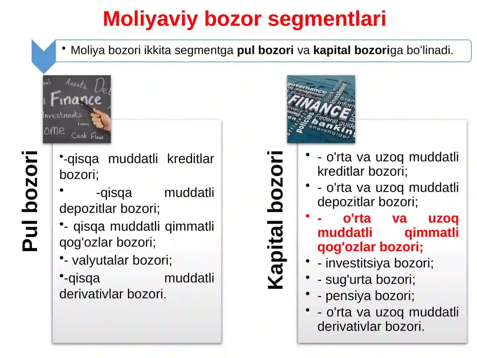 MOLIYA BOZORI SEGMENTLARI:KAPITAL BOZORI 3