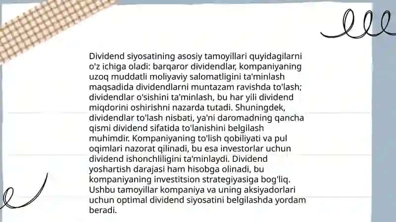 Dividend siyosati va ichki moliyalashtirish 3