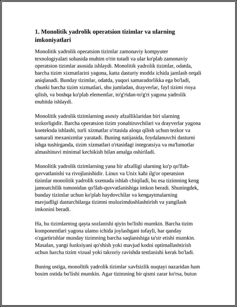 Monolitik yadrolik operatsion tizimlar va ularning imkoniyatlari 3
