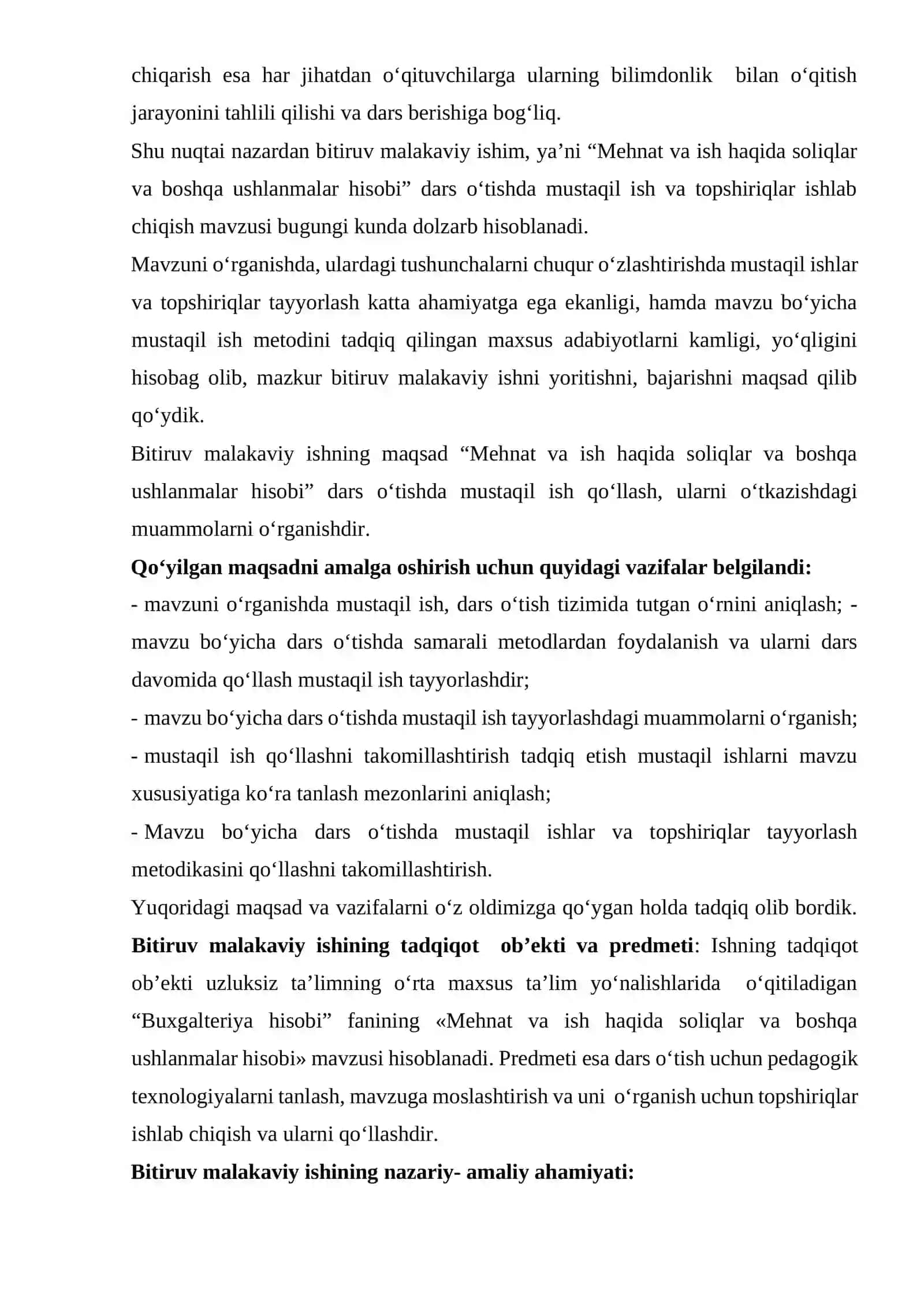 “Mehnat va ish haqida soliqlar va boshqa ushlanmalar hisobi” mavzusini mustaqil o‘rganish uchun topshiriqlar ishlab chiqarish va qo‘llash metodikasi 3
