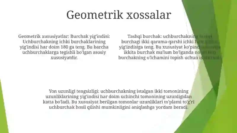 Uchburchakning Tenglik Alomatlari 3