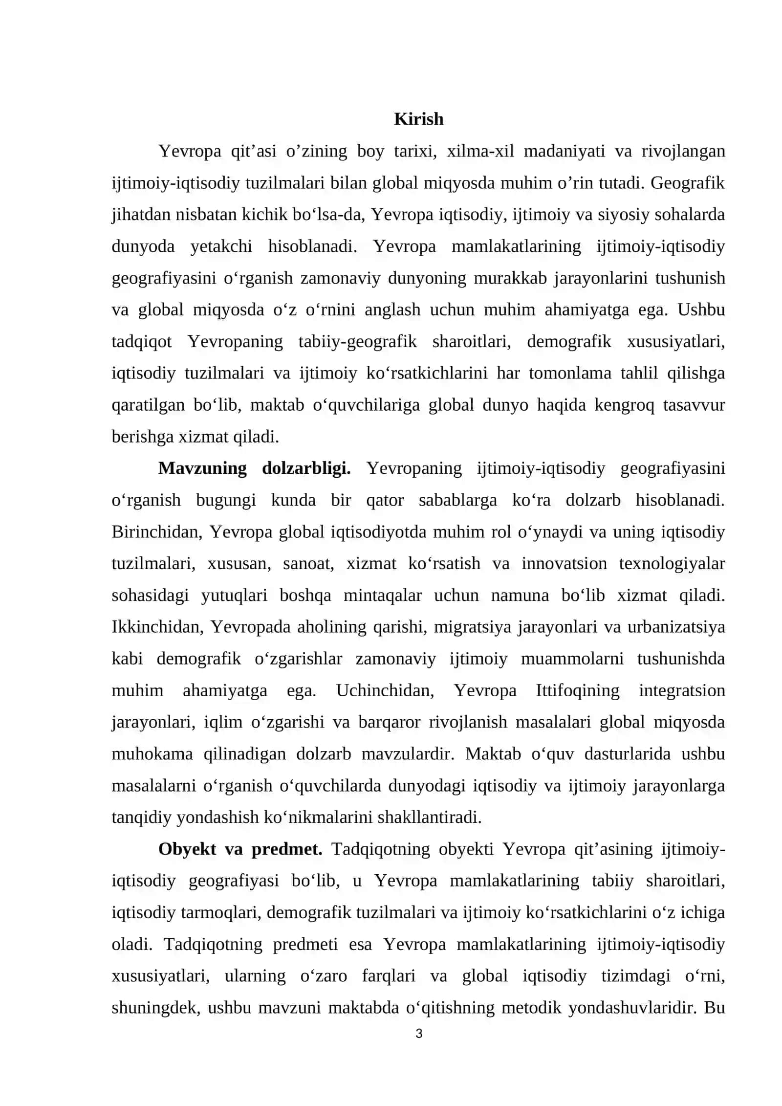 Jahon ijtimoiy-iqtisodiy geografiyasi kursida "Yevropa mamlakatlari" mavzusini o'rganish metodikasi 3