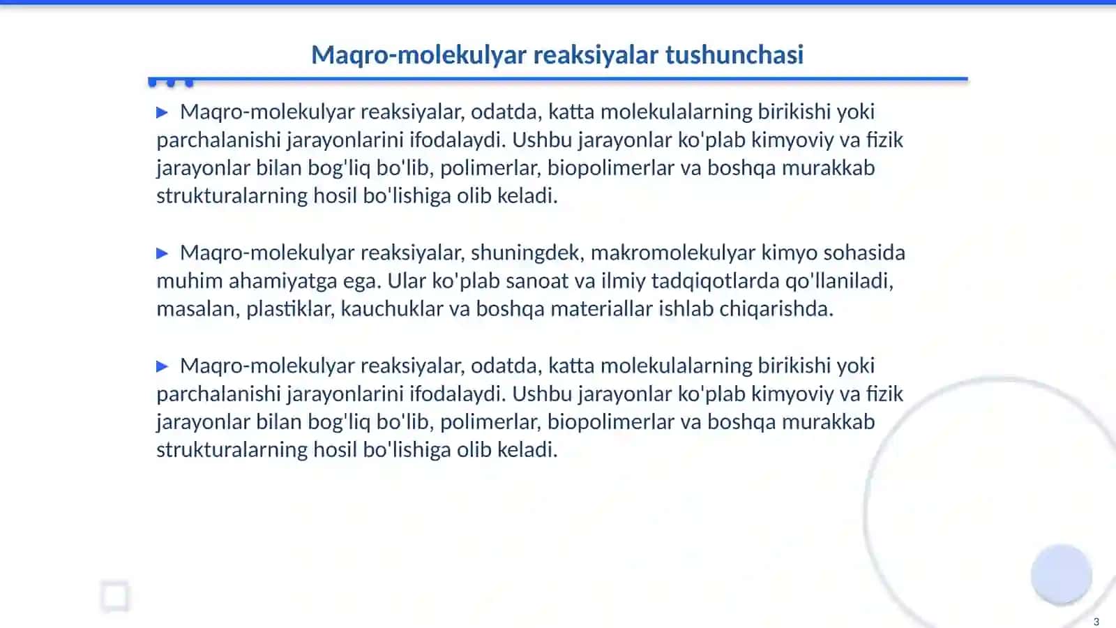 Mаkrоmоlеkulyar rеаksiyalаr vа ulаrning turlаri 3