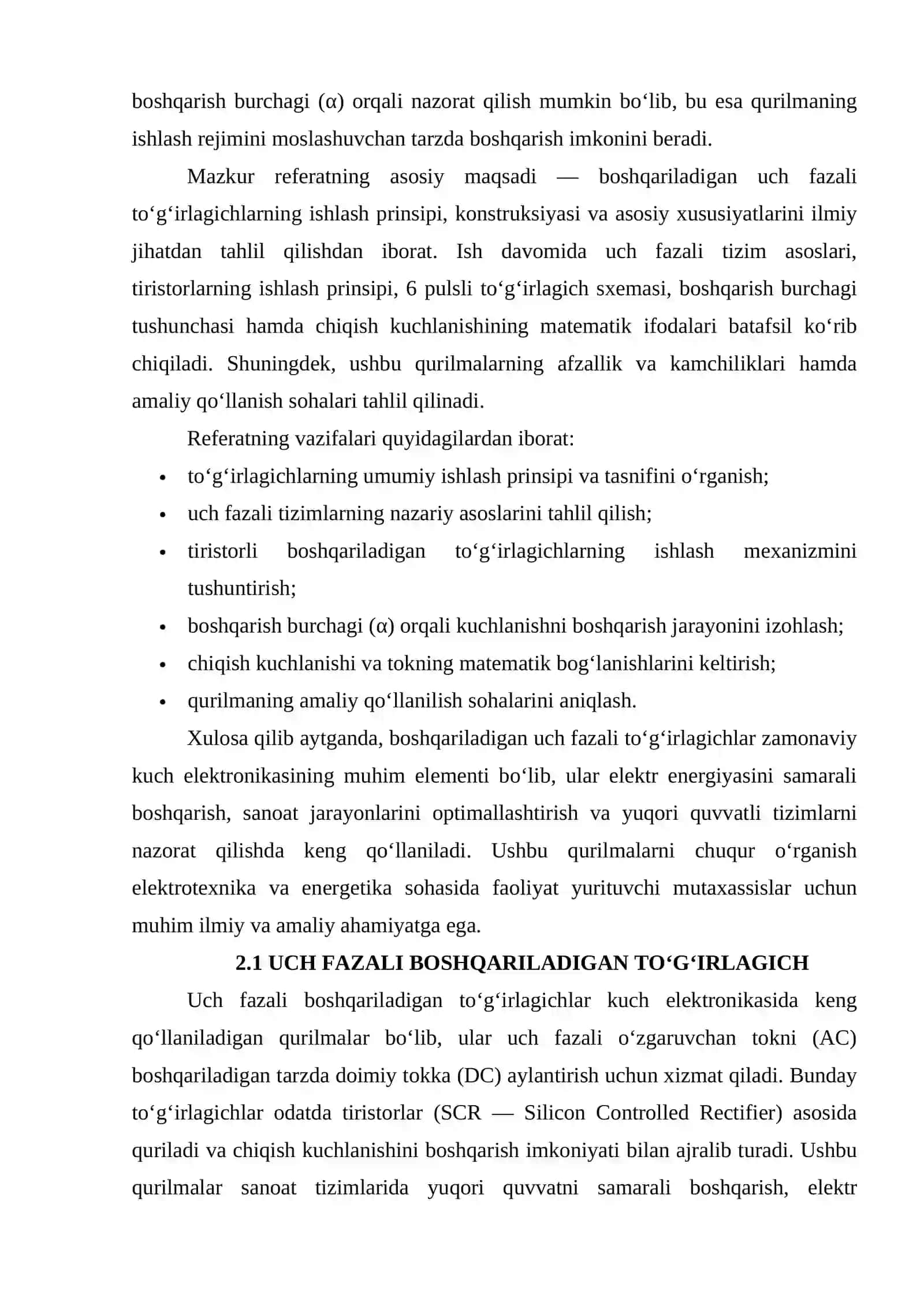 Uch fazali to'g'irlagichlar 3