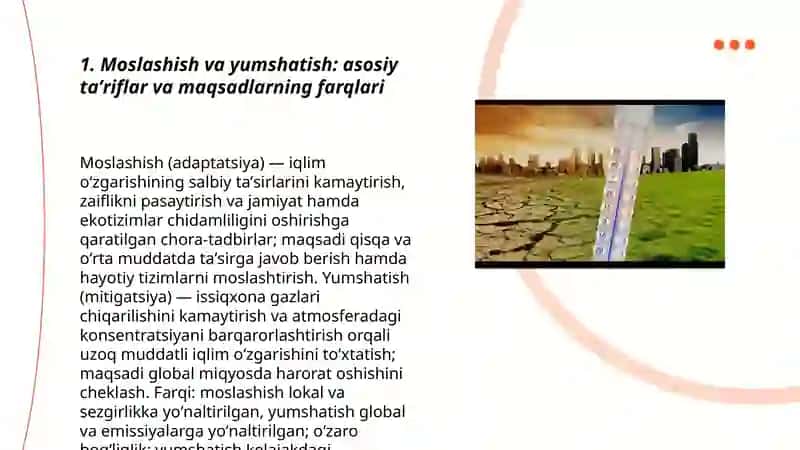 Iqlim oʻzgarishiga moslashish va yumshatish strategiyalari 3