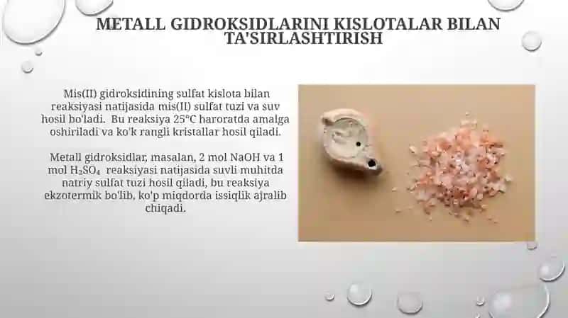 Metall gidroksidlarini kislotalar bilan ta'sirlashtirish 3