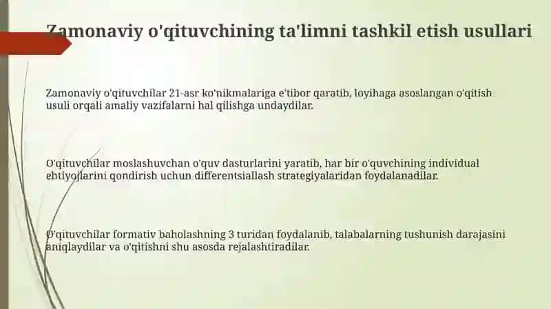Zamonaviy o'qituvchining ta'limni tashkil etish usullari 3