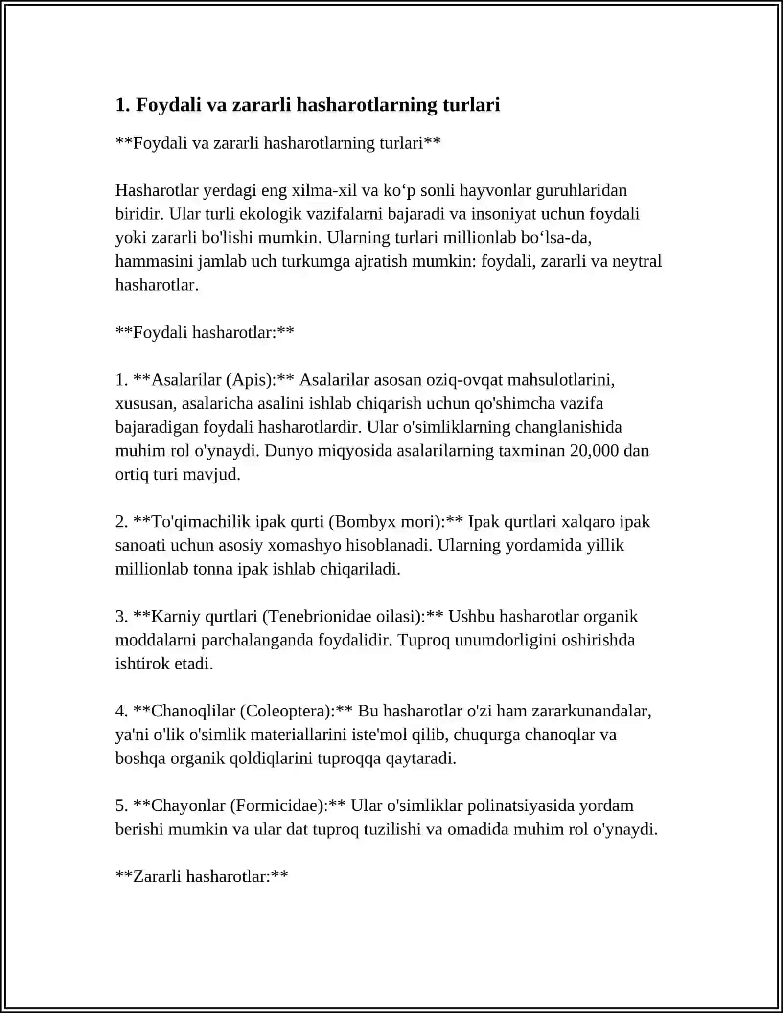 FOYDALI VA ZARARLI HASHAROTLAR 3
